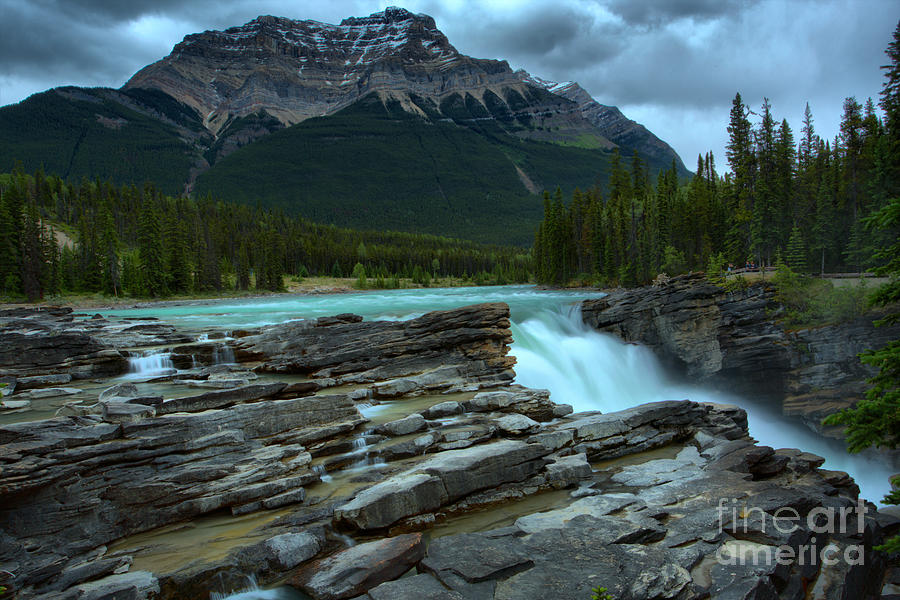 Storm Clouds Over Athabasca Falls Photograph by Adam Jewell