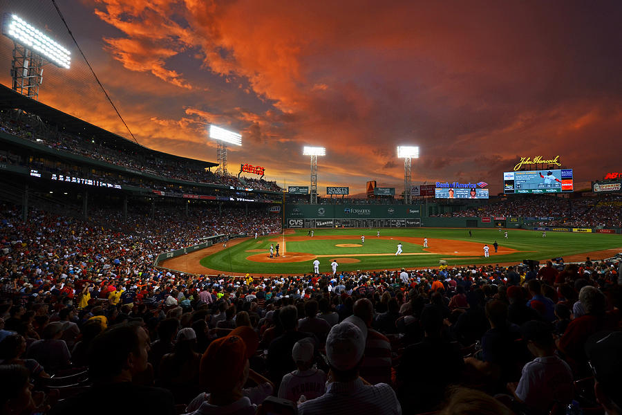 Boston Photograph - Storm clouds over Fenway Park by Toby McGuire