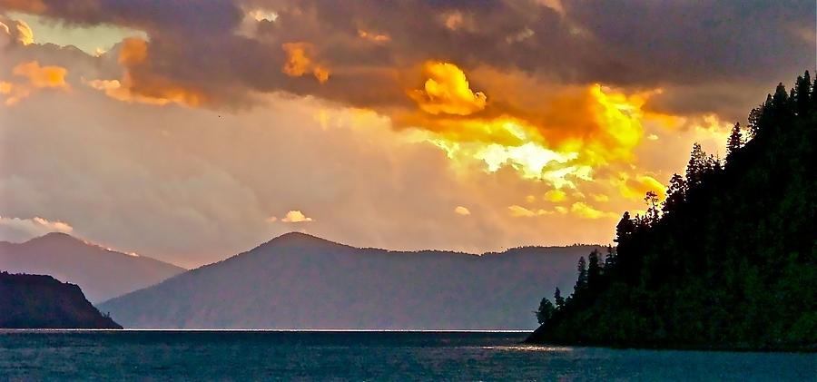 Sunset Photograph - Storm Clouds Over Lake Pend Oreille  by Brent Sisson
