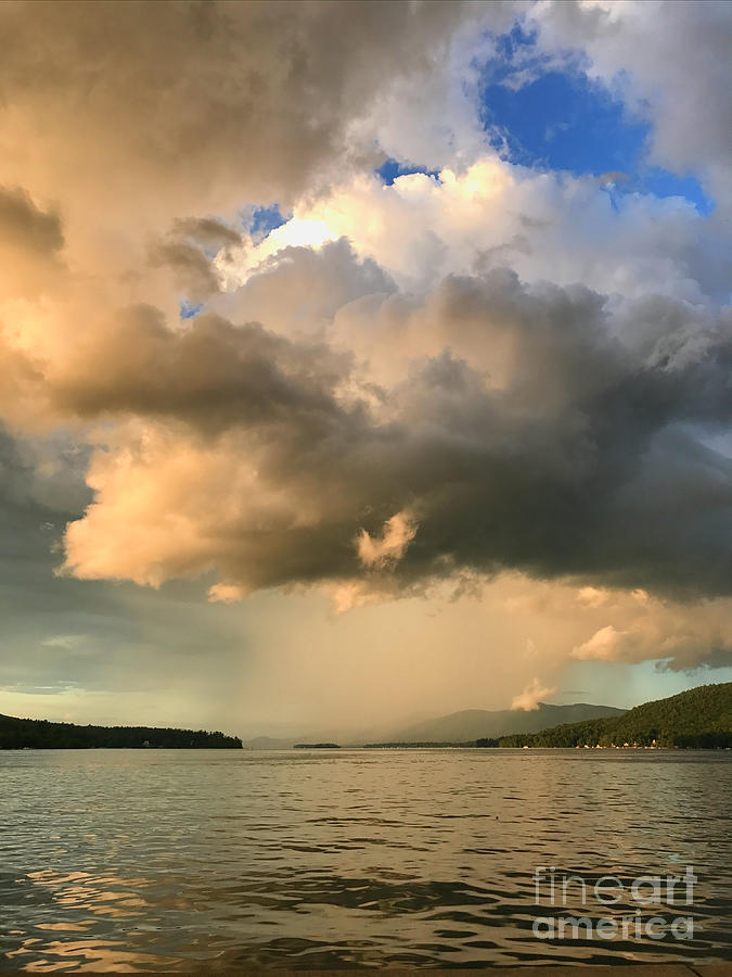 Storm Clouds Over Adirondack Mountains in Lake George New York Photograph by Linda Ouellette
