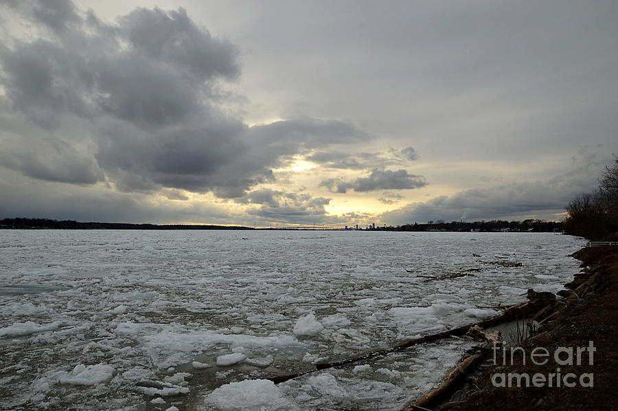 Storm Clouds Over The Icy Niagara River Photograph by Sheila Lee