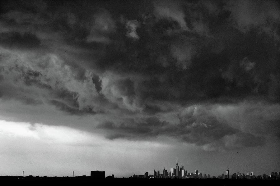 Storm Clouds Over Toronto BW  Photograph by Lyle Crump