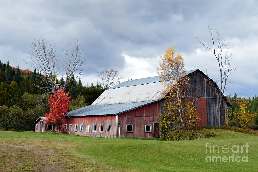 Fall Photograph - Storm Clouds Over Vermont Barn by Catherine Sherman