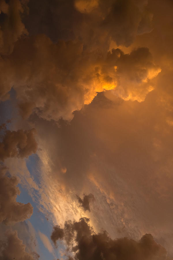 Storm Clouds Sunset - Dramatic Oranges - a Vertical View Photograph by Georgia Mizuleva
