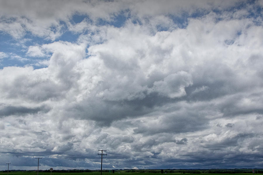 Storm Clouds with Power Lines over Farm Landscape in Saskatchewan Canada Photograph by Randall Nyhof