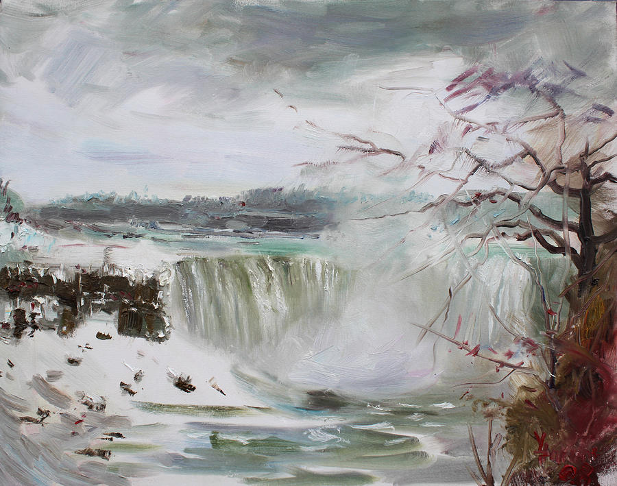 Storm in Niagara Falls  Painting by Ylli Haruni