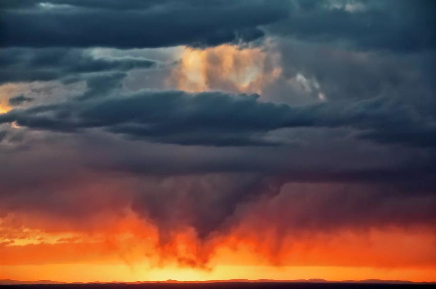 Nature Photograph - Storm Light Beam, Albuquerque, New Mexico by Zayne Diamond