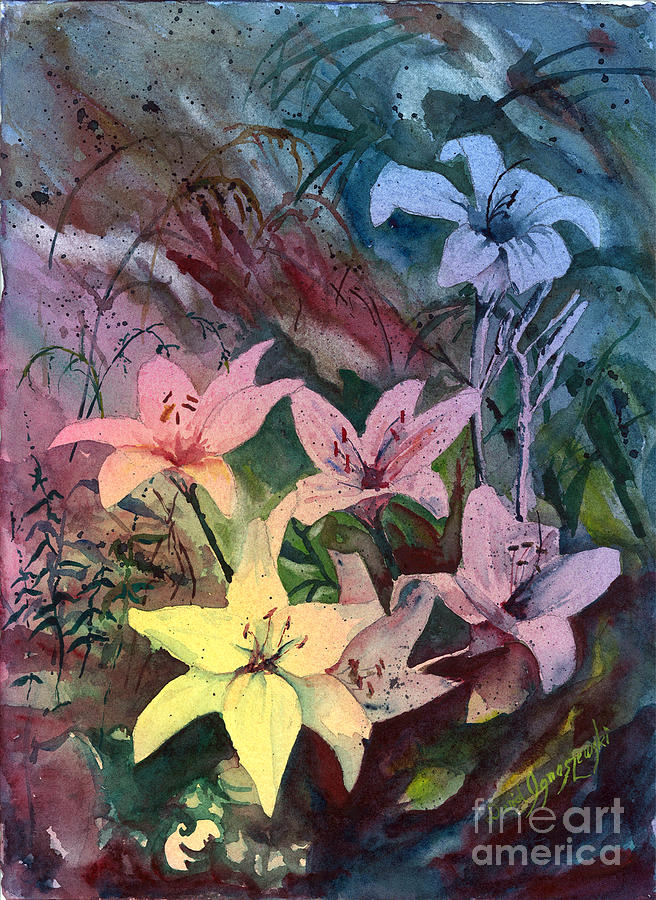 Storm Lillies Painting by David Ignaszewski