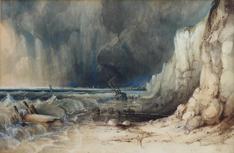 Storm off Tynemouth. A-81. Thomas Colman Dibdin 1810-1893 Painting by Celestial Images