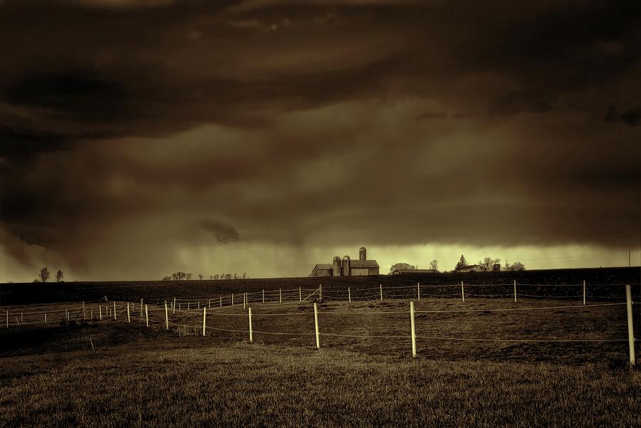 Storm On The Horizon In Sepia Photograph by Dale Kauzlaric
