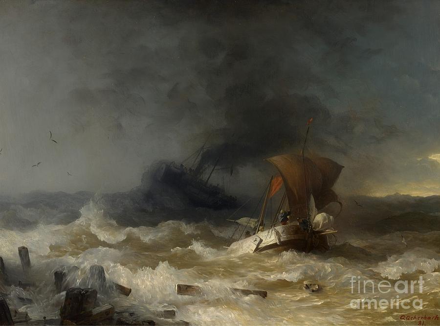 Storm On The Sea Painting by MotionAge Designs