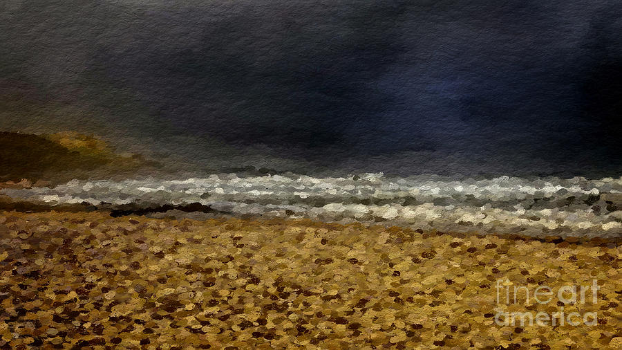 Storm over beach Digital Art by Anthony Fishburne