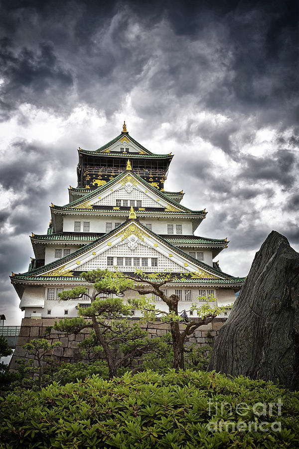 Storm over Osaka Castle Photograph by Jane Rix
