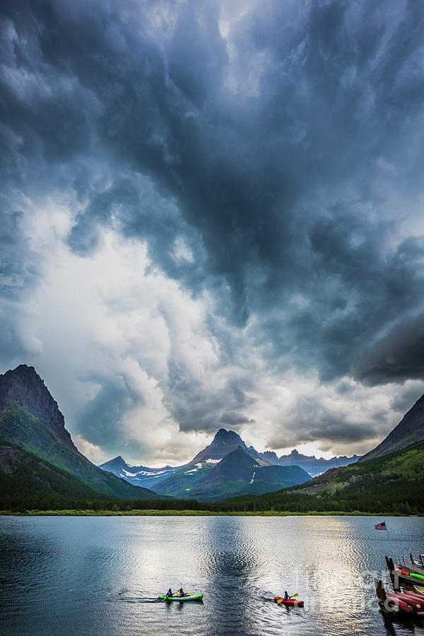 Mountain Photograph - Storm over Swiftcurrent Lake by Inge Johnsson