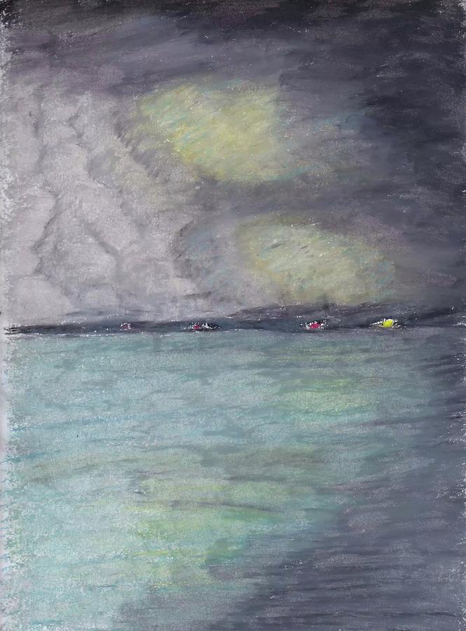 Oil Pastels Drawing - Storm over the keys by John Boyd