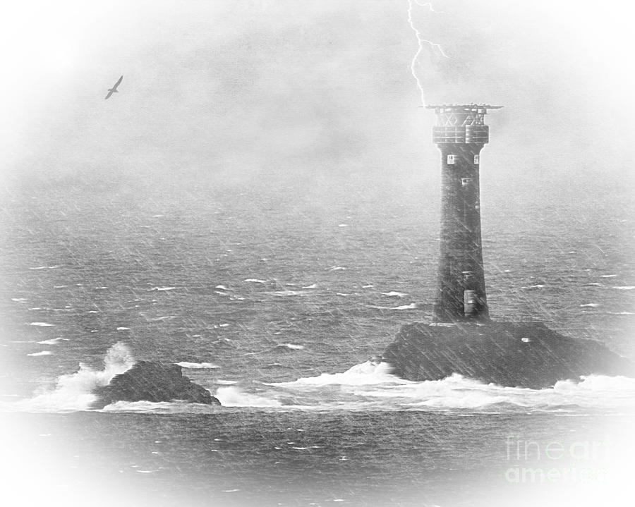 Storm over the Longships Lighthouse Photograph by Linsey Williams