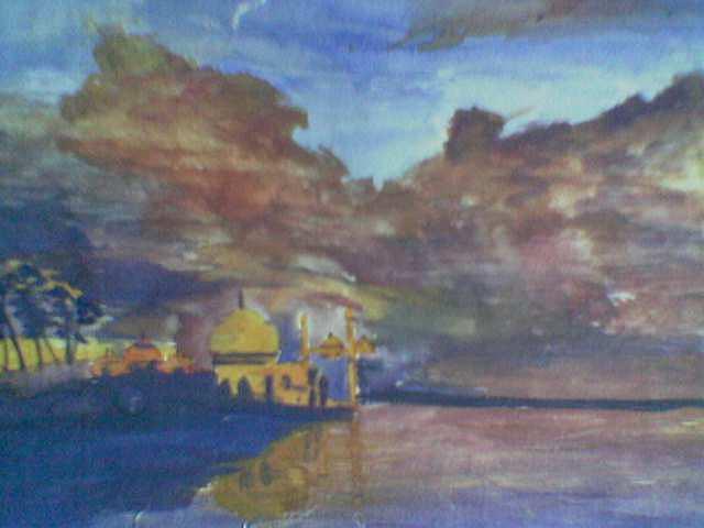 Taj Painting - Storm Over The Taj Mahal by Lalhmunlien Varte