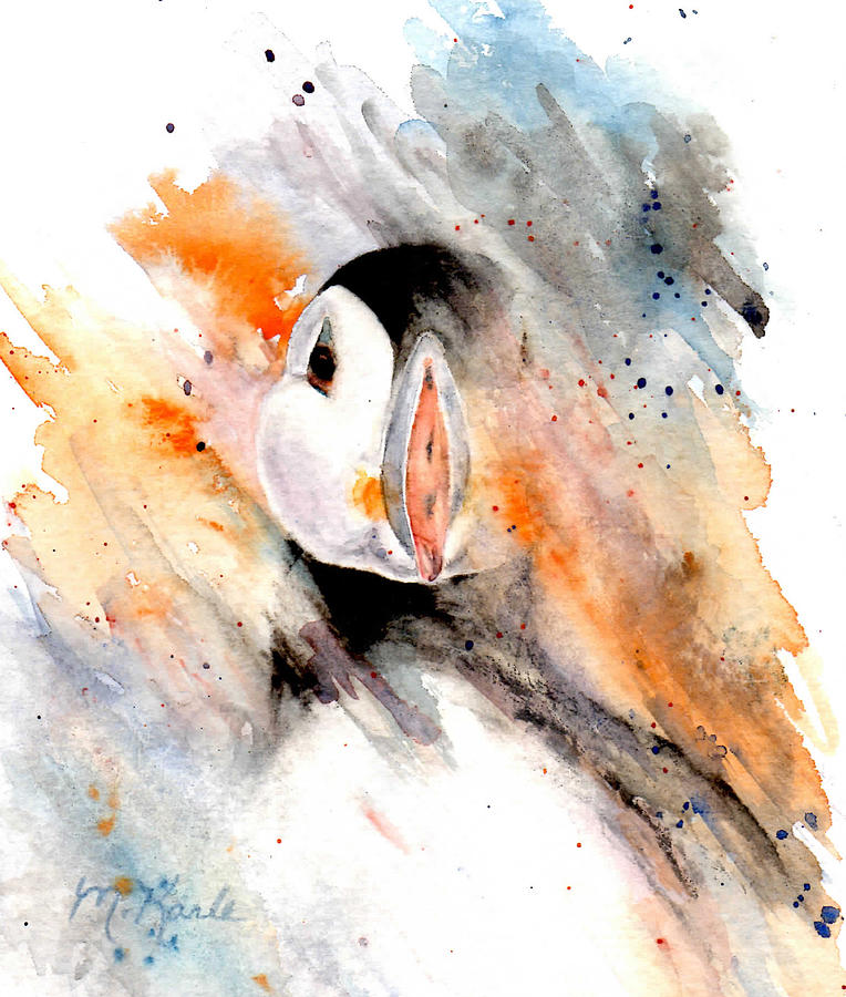 Storm Puffin Painting by Marsha Karle