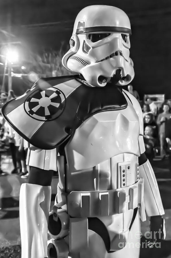 Storm Trooper BW--at Mardi Gras Photograph by Kathleen K Parker