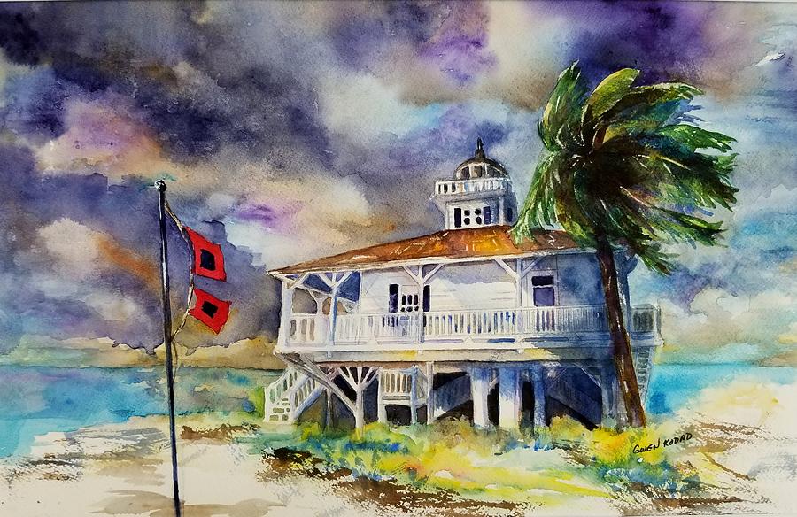 Lighthouse Painting - Storm Warning at Boca Grande by Gwen Kodad