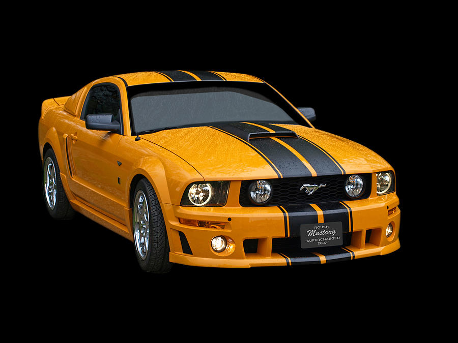 Ford Mustang Photograph - Storming Roush on Black by Gill Billington