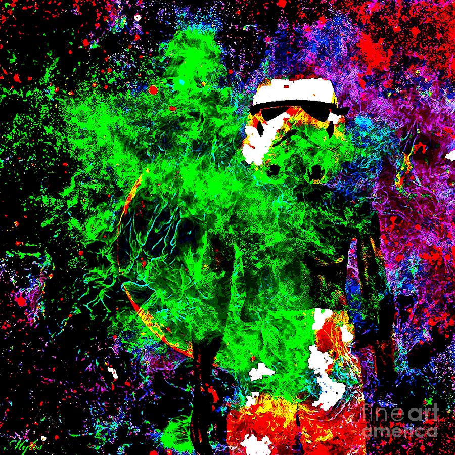 Star Wars Stormtrooper and Fire Painting by Saundra Myles