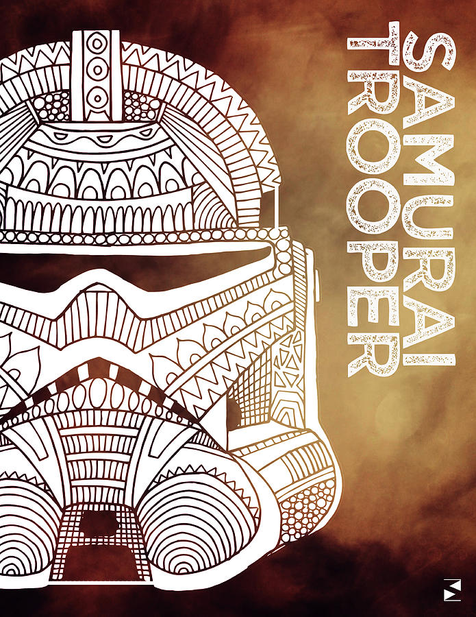 Stormtrooper Mixed Media - Stormtrooper Helmet - Brown - Star Wars Art by Studio Grafiikka