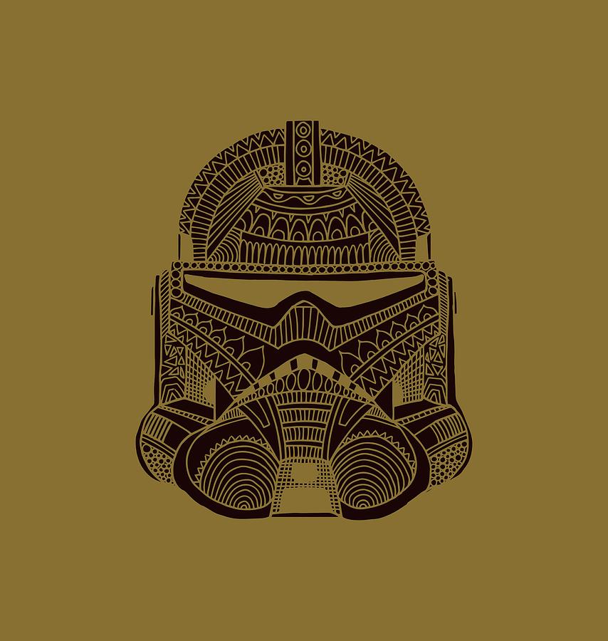 Stormtrooper Mixed Media - Stormtrooper Helmet - Star Wars Art - Brown  by Studio Grafiikka