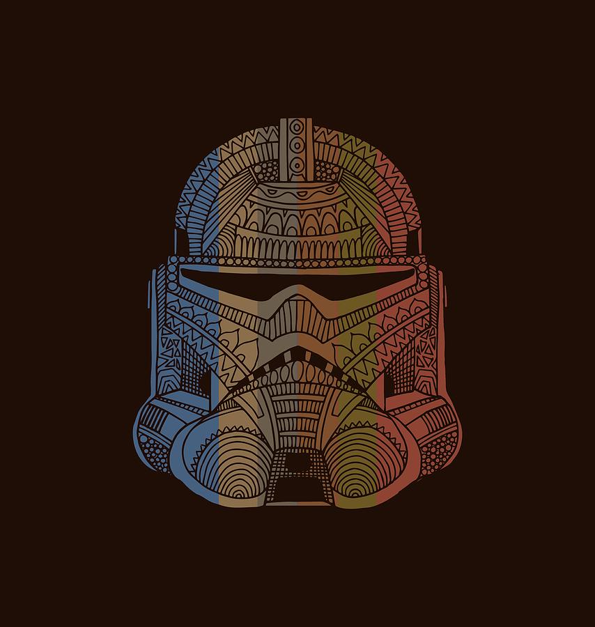 Stormtrooper Helmet - Star Wars Art - Colorful Mixed Media by Studio Grafiikka