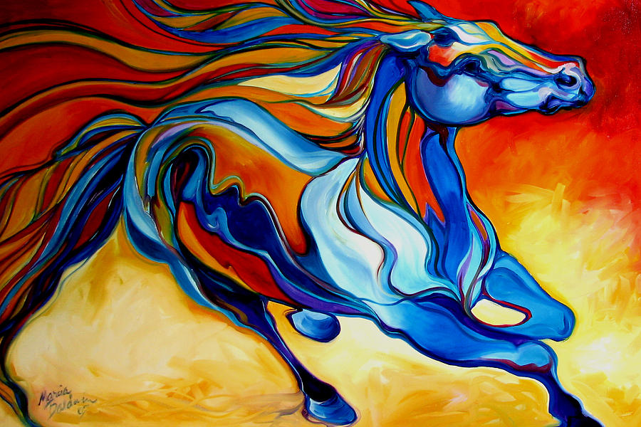 Abstract Painting - STORMY an EQUINE ABSTRACT SOUTHWEST by Marcia Baldwin