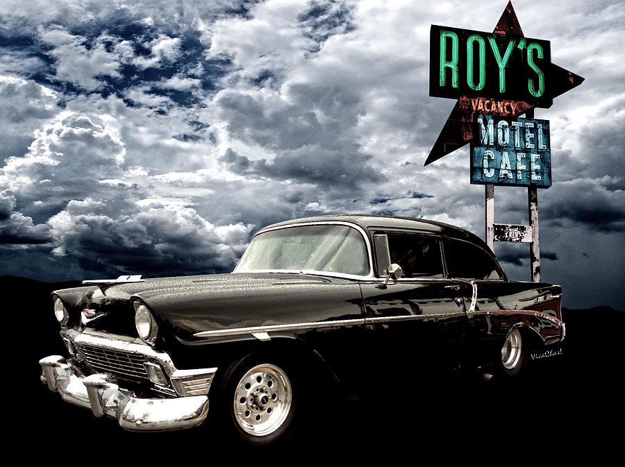 Stormy 56 Chevy at Roys on Route 66 Photograph by Chas Sinklier