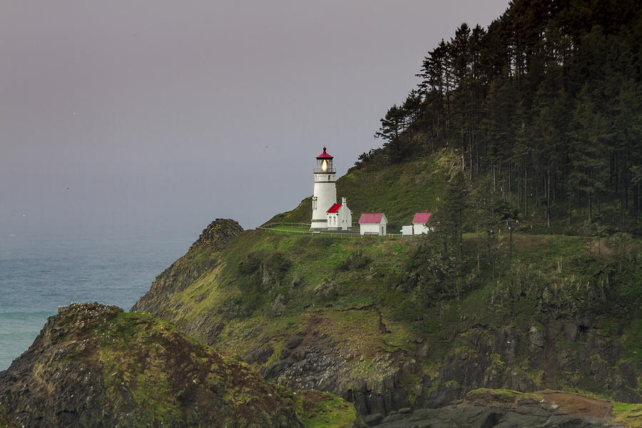 Stormy Day at Heceta Head Lighthouse Photograph by Teri Virbickis
