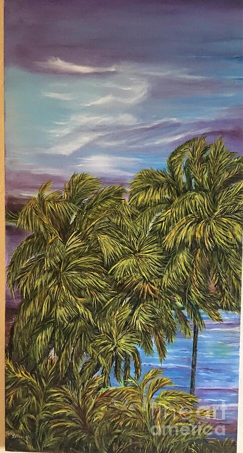 Stormy Day at Tranquility Beach Painting by Michael Silbaugh