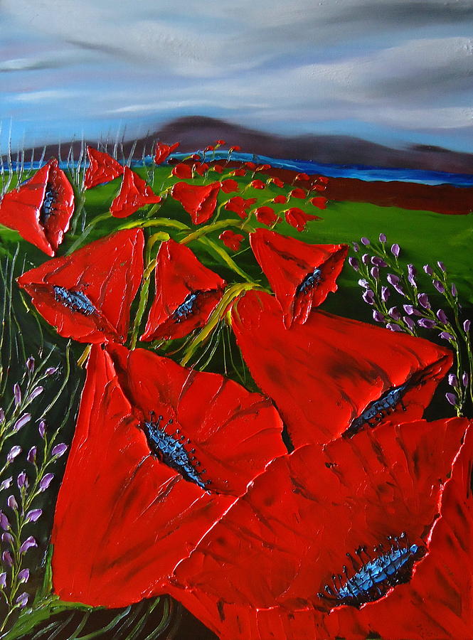 Stormy Day Red Tulips Painting by James Dunbar