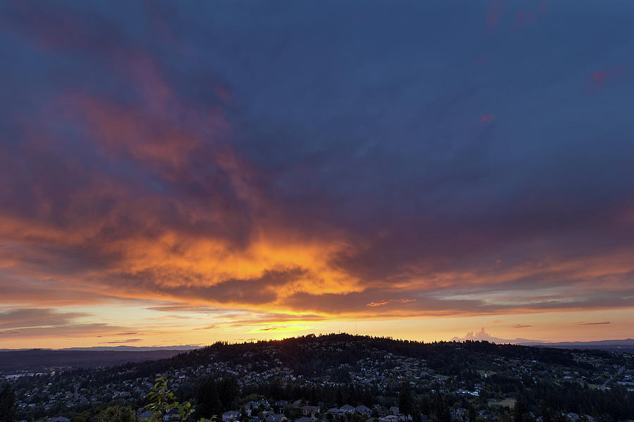 Sunset Photograph - Stormy Fiery Sunset Sky over Happy Valley by Jit Lim