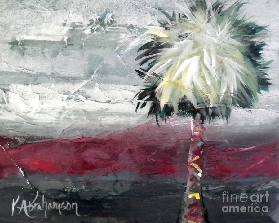 Stormy Horizons Palm Tree Painting by Kristen Abrahamson