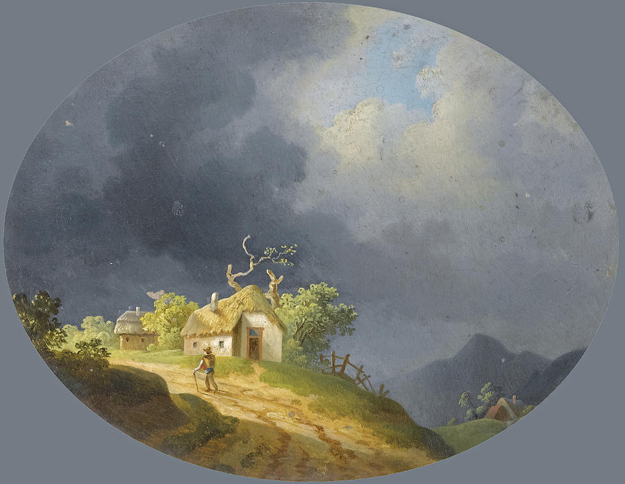 Stormy Landscape Painting by Attributed to Ignaz Raffalt