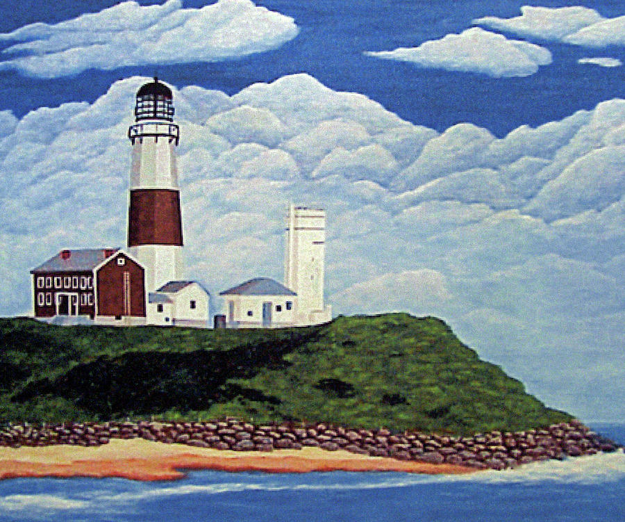 Lighthouse Painting - Stormy Montauk Point Lighthouse by Frederic Kohli