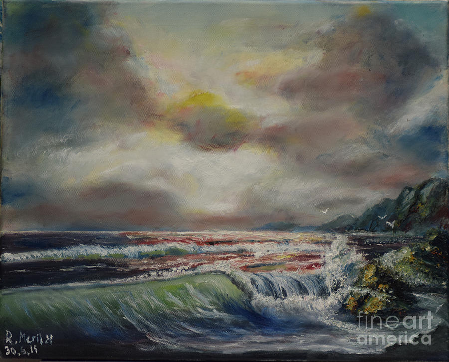 Stormy Sea Painting by Raija Merila