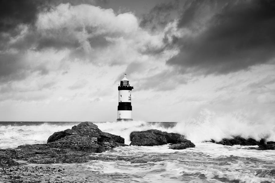 Pebbles Photograph - Stormy Seas Black and White by Christine Smart