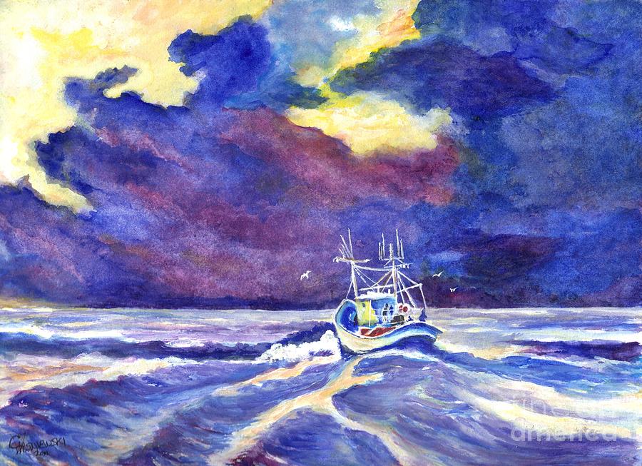Stormy Seas Painting by Carol Wisniewski