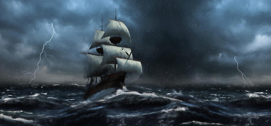 Stormy Seas - Nautical Art Painting by Jordan Blackstone