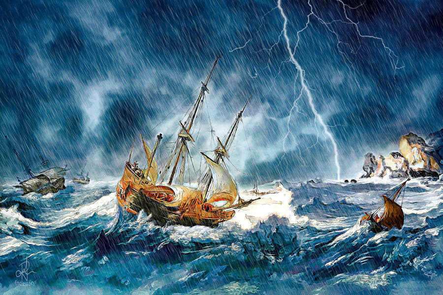 Stormy Seas Digital Art by Pennie McCracken