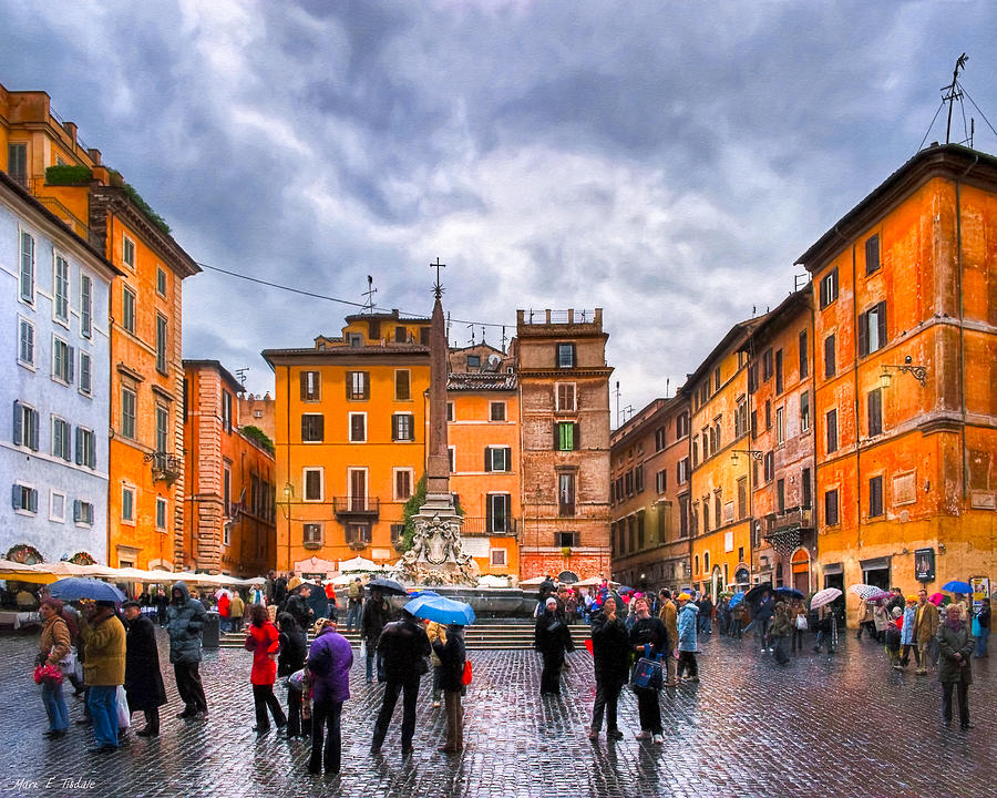 Architecture Photograph - Stormy Skies Over A Roman Piazza by Mark Tisdale