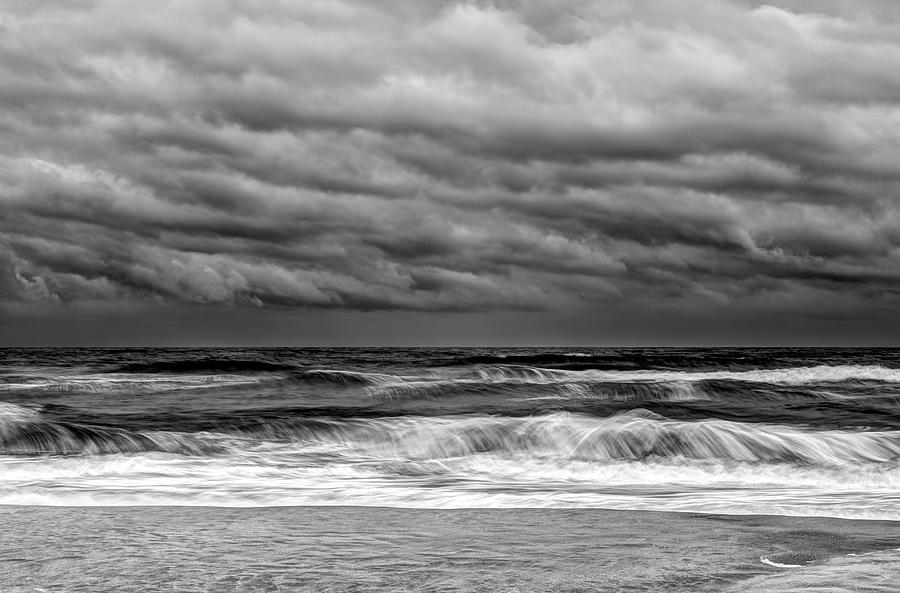 Stormy Skies Turbulent Ocean Outer Banks BW Photograph by Dan Carmichael