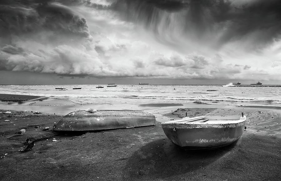 Stormy sky sea and Boats Photograph by Michalakis Ppalis