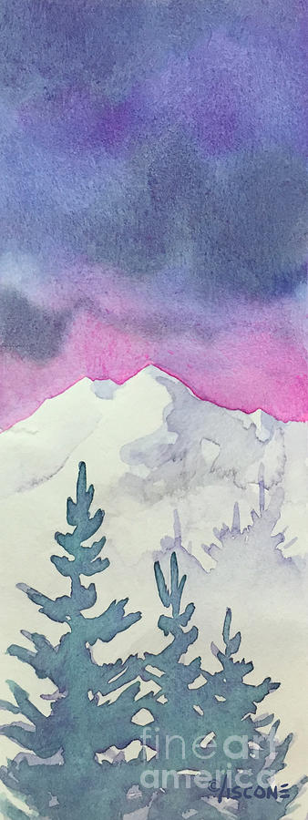 Sunset Painting - Stormy Sky Snowy Peaks by Teresa Ascone