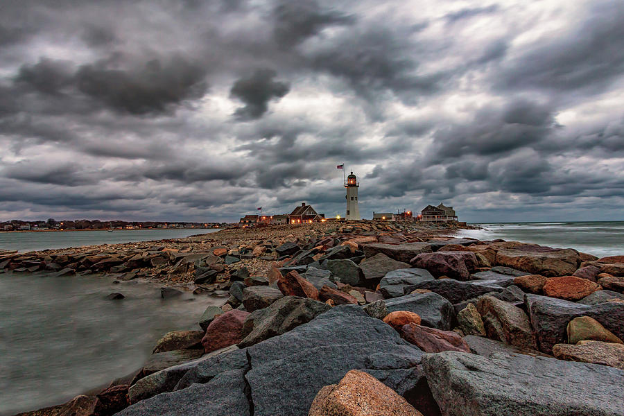 Stormy Sunrise over Scituate Lighthouse Photograph by Brian MacLean