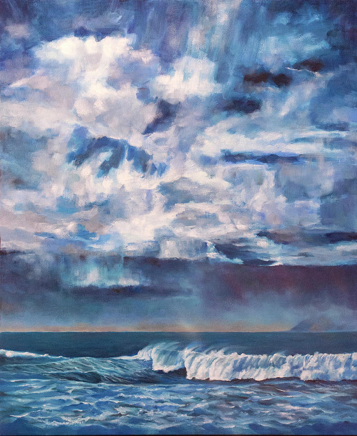 San Diego Painting - Stormy Surf by Anthony Enyedy