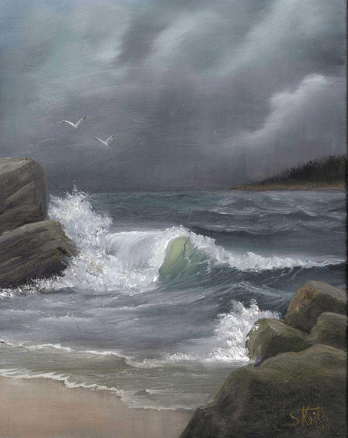 Bird Painting - Stormy Waters by Sheri Keith
